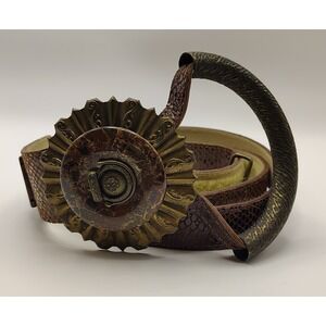 Vintage  90s Anthony Alexander Women's Belt Snake Embossed Buckle Accent Brown